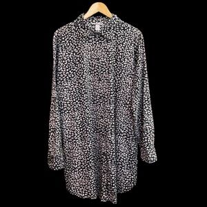 Victoria's Secret Pink & Blk Long Sleeve Button-Down Cheetah Animal Print XL 237